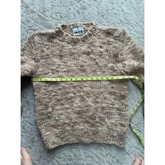 Chunky Hand Knit Wool Sweater Women’s M Beige Textured Bobble Knit Cozy Pullover - Picture 5 of 7
